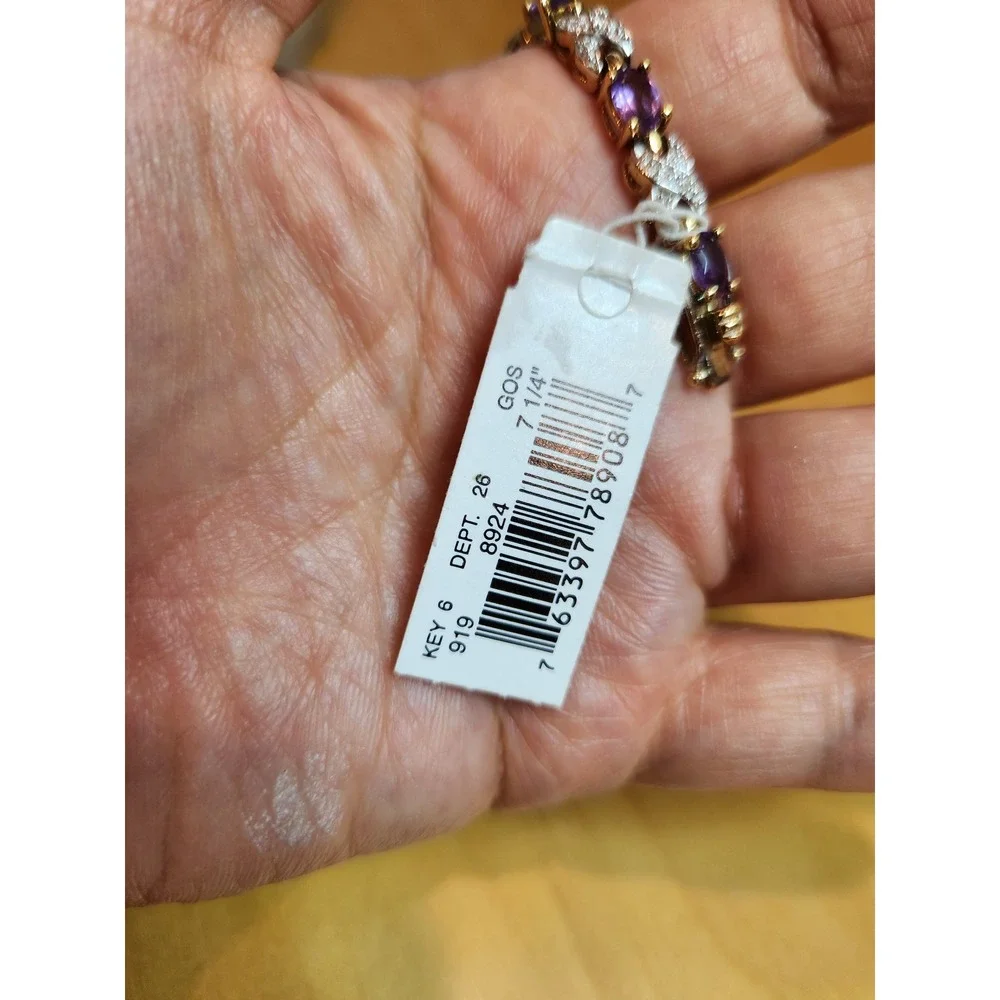 Sterling Silver Amethyst Tennis‎ Bracelet 7.25